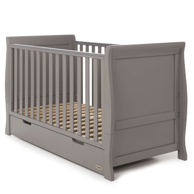 Obaby Stamford Classic Sleigh Cot Bed - Taupe Grey