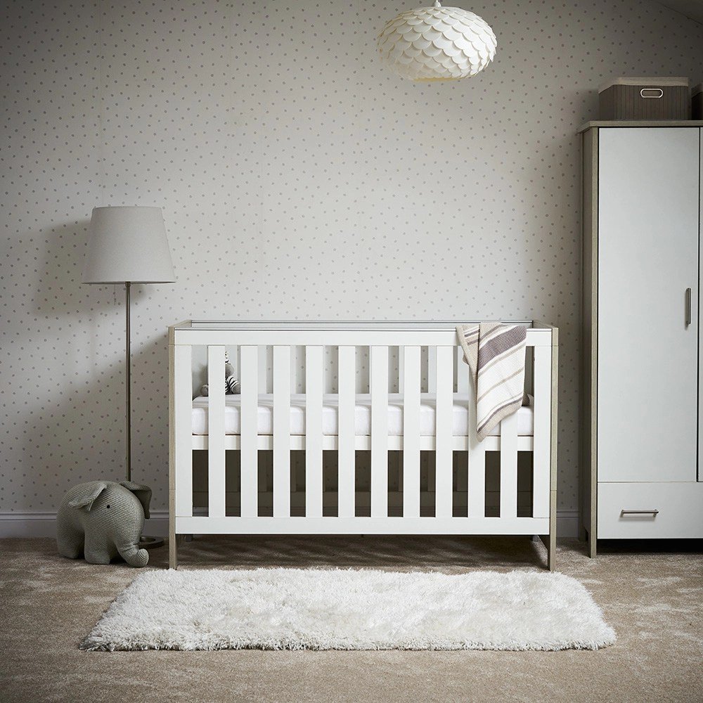 Obaby Nika Cot Bed- Grey Wash and White