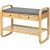 Bamboo Open Shoe Storage Bench with Padded Seat Cushion and 2 Drawers – Cheap