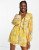 Miss Selfridge chiffon wrap frill detail playsuit in yellow floral – Sale